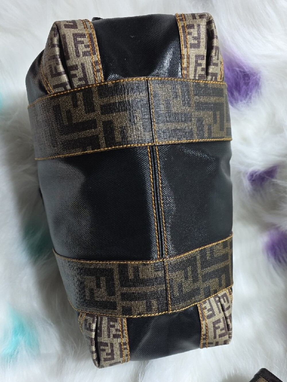 Authentic Fendi Monogram Canvas Satchel and Wallet in Brown & Black - Picture 3 of 10